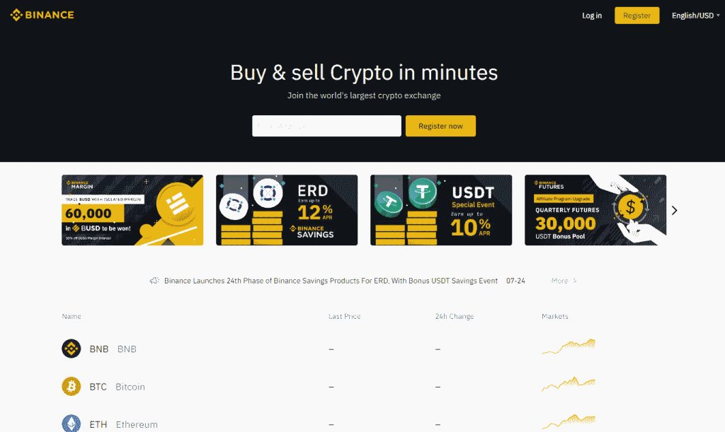 داشبورد بایننس - ترید - خرید و فروش ارز دیجیتال