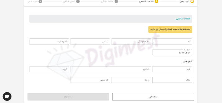 اطلاعات شخصی ارز دیجیتال دیجینوست